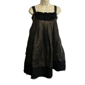 BCBG Small Sleeveless Black Pewter Pleated Dress Bow Back Party Cocktail NEW‎